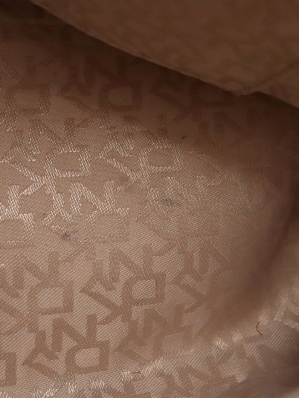 DKNY Tan / Cream Monogram Logo Satchel Tote Gold Hardware Shoulder Bag - Picture 15 of 16